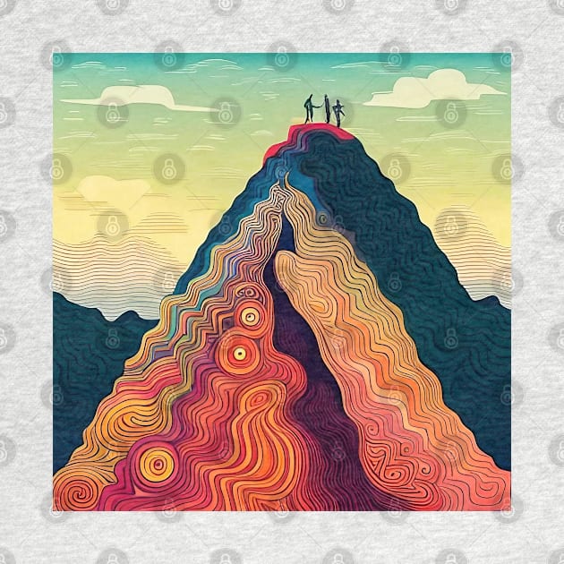 Highest Peak - Colorful Mountain Climbing Art by Davey's Designs